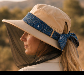 Aboriginal Hat with Interchangeable Scarf - Sun & Fly Net Hat