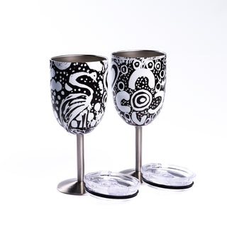 Stainless Steel Wine Goblets - Black