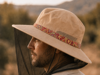 Aboriginal Hat - Fly Net Hat with detachable Scarf