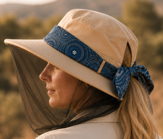 Aboriginal Hat - Fly Net Hat with detachable Scarf