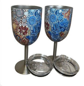 Stainless Steel Wine Goblets - Navy