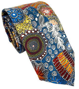 Silk Tie - Blue circles