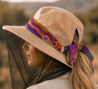 Pre-Order: Aboriginal Hat - Sun Hat - Fly Net Hat with detachable Scarf — Ships End Aug 2026