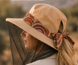 Pre-Order: Aboriginal Hat - Sun Hat - Fly Net Hat with detachable Scarf — Ships End Aug 2026
