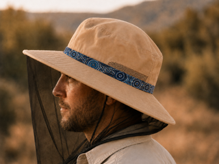 Aboriginal Hat - Fly Net Hat with detachable Scarf